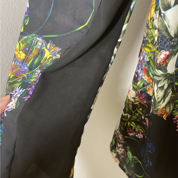 CLOVER CANYON UNICORN & FLORAL PRINT LONG SLEEVE BLOUSE SLIGHTLY SHEER SZ S - Picture 9 of 13